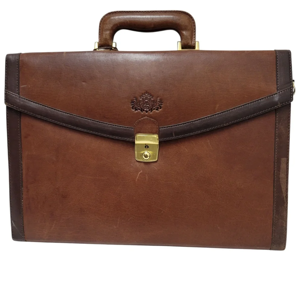 Unbranded Handmade Expandable 3-Compartments Genuine Leather Vintage Briefcase